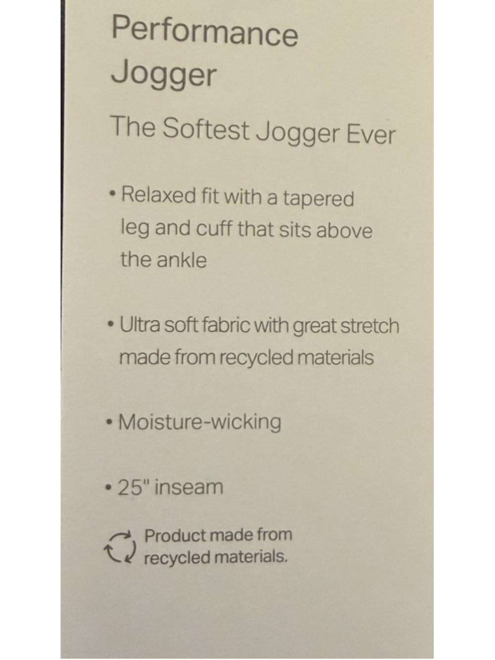 VUORI PERFORMANCE JOGGER 25” COSMIC HEATHER SIZE MEDIUM - Picture 8 of 9